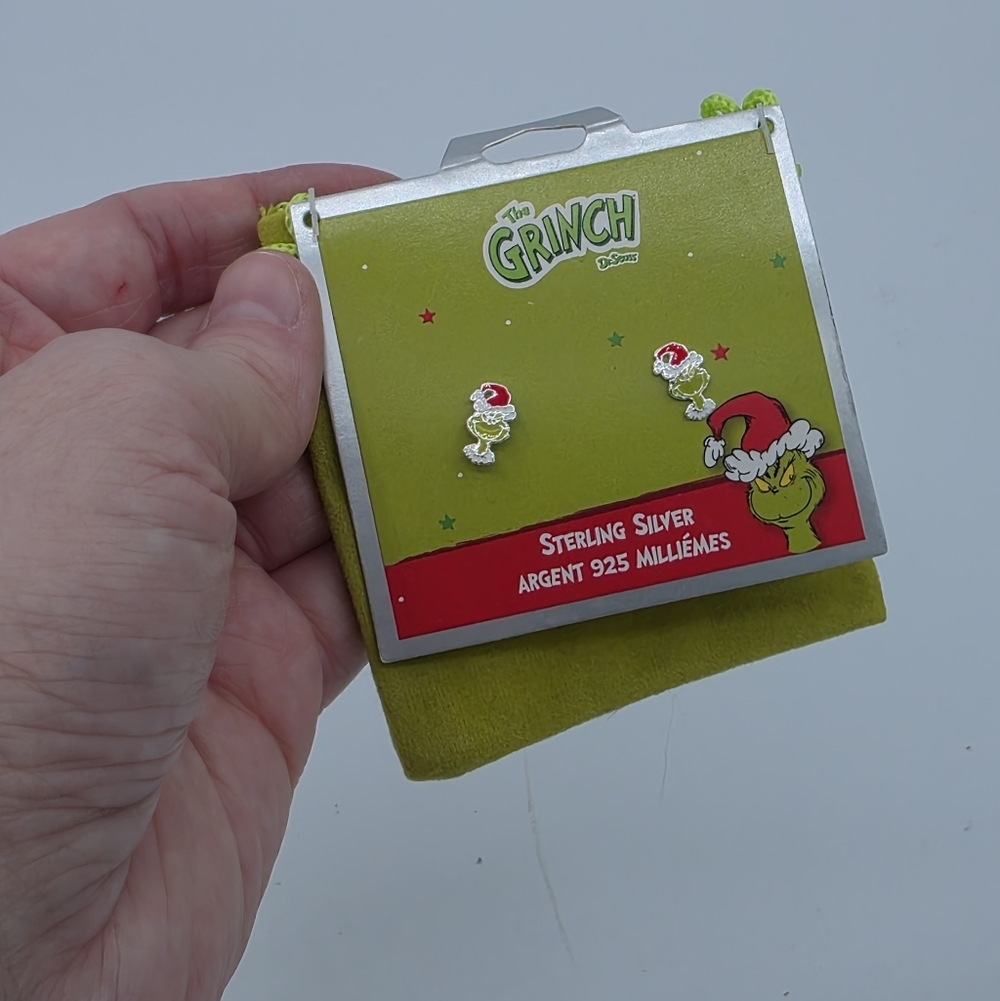 Dr. Seuss The Grinch Sterling Silver Enamel Stud Earrings - Picture 2 of 4